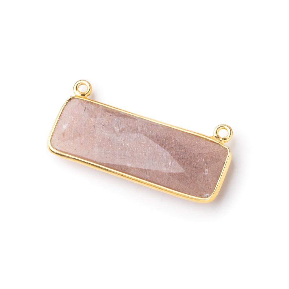 31x11mm Vermeil Bezel Chocolate Moonstone Bar 2 ring Connector East West 1 pc