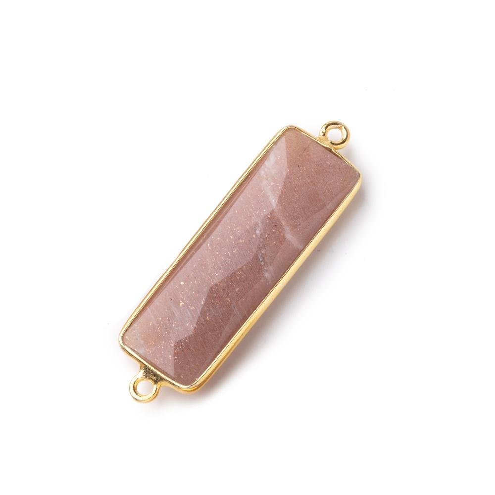 31x11mm Vermeil Bezel Chocolate Moonstone Bar 2 ring Connector North South 1 pc