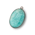 31x21mm Black Gold .925 Bezel Amazonite Plain Oval Pendant 1 Focal Bead
