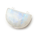 31x21mm Sterling Silver Bezel Rainbow Moonstone Half Moon 1 Connector