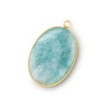 31x21mm Vermeil Bezel Amazonite Plain Oval Pendant 1 Focal Bead