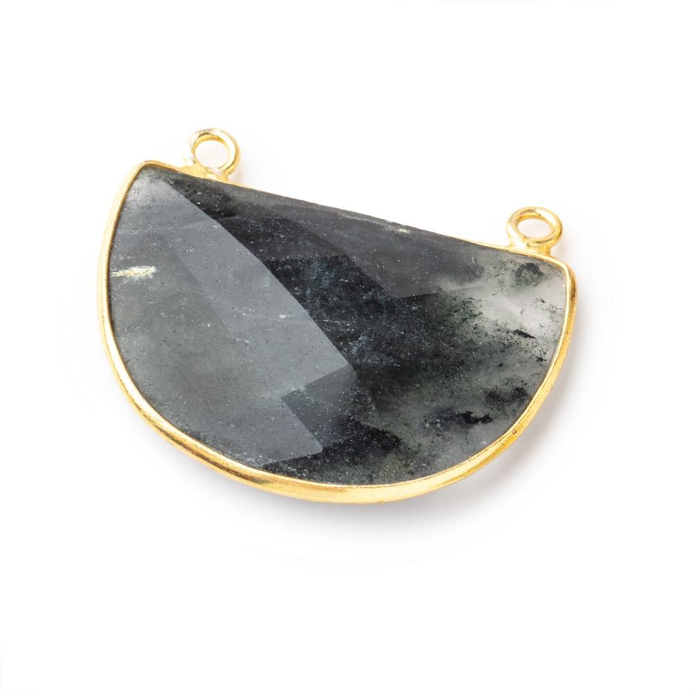 31x21mm Vermeil Bezel Moss Quartz Half Moon East West Connector 1 piece
