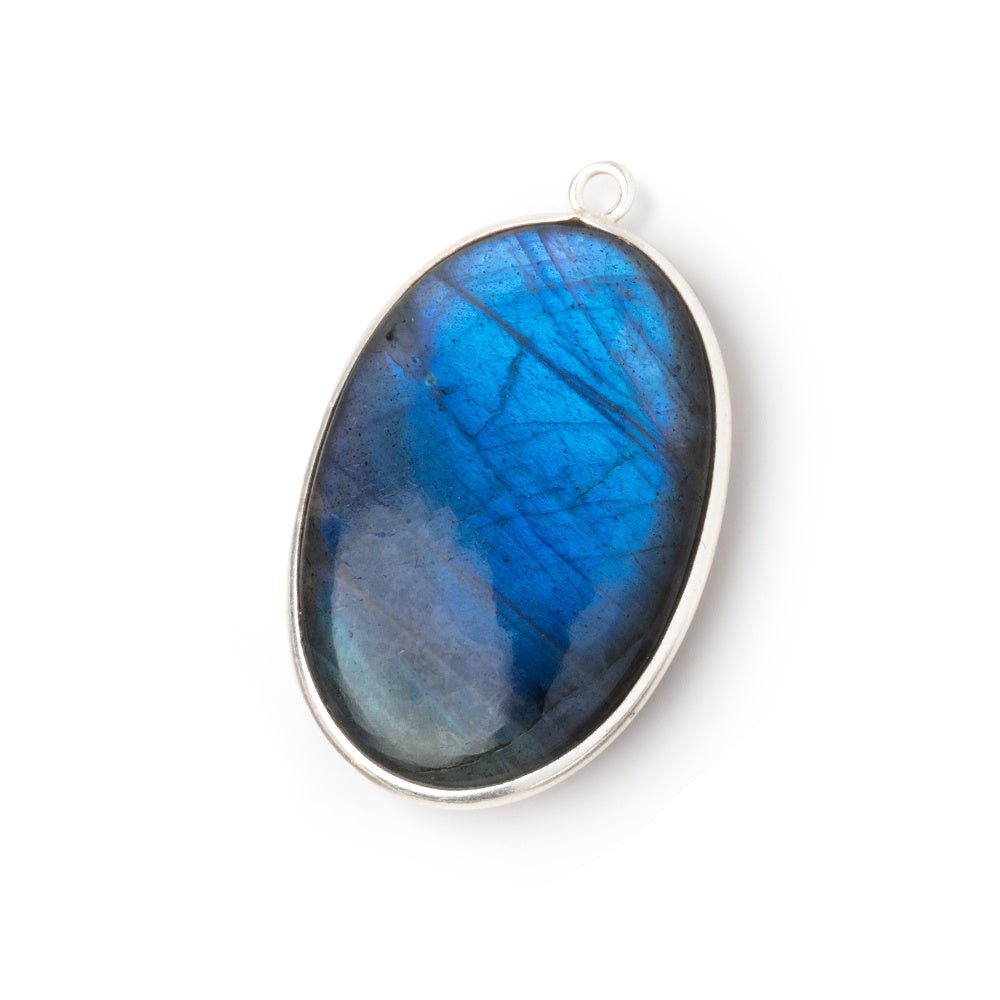 31x22mm Sterling Silver Bezel Labradorite Plain Oval Pendant 1 Focal