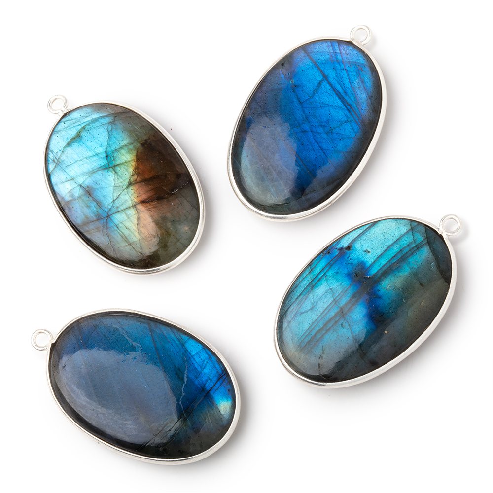 31x22mm Sterling Silver Bezel Labradorite Plain Oval Pendant 1 Focal