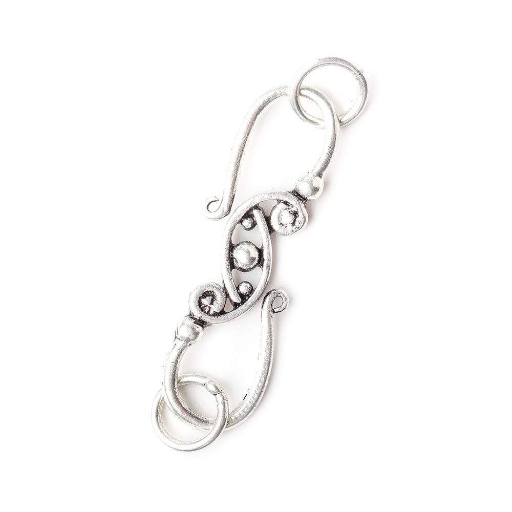 31x8mm Antiqued Sterling Silver Elongated S Hook with Paisley 1 Finding