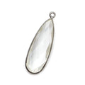 32x12mm Black Gold Bezeled Crystal Quartz Pear Pendant 1 piece