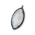 32x17mm Black Gold CZ Bezel Rainbow Moonstone Marquise Pendant 1 Focal