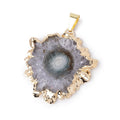 32x33mm Gold Leafed Amethyst Solar Quartz Slice Pendant 1 focal piece