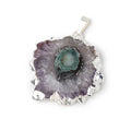 32x34mm Silver Leafed Amethyst Solar Quartz Slice Pendant 1 focal piece