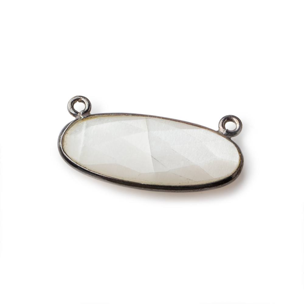 28x11.5mm Black Gold .925 Bezel White Moonstone Oval East West Connector 1 piece