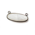 28x11.5mm Black Gold .925 Bezel White Moonstone Oval East West Connector 1 piece