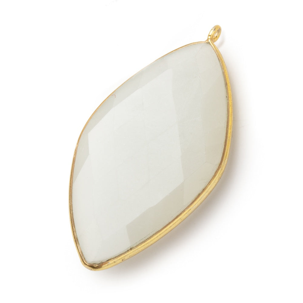 44x25mm Vermeil Bezel Beige Moonstone faceted kite Pendant 1 piece