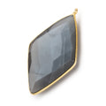 44x25mm Vermeil Bezel Platinum Grey Moonstone faceted kite Pendant 1 piece