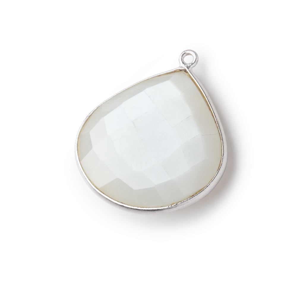 26x26mm Silver .925 White Moonstone faceted heart Pendant 1 piece