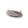 28x11.5mm Silver .925 Bezel Dark Platinum Grey Moonstone Oval East West Connector 1 piece