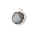 13x13mm Silver .925 Bezeled Platinum Grey Moonstone faceted pillow Pendant 1 piece