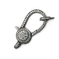 33.5x16mm Black Gold .925 Silver CZ Coin Lobster Clasp with CZ Ring 1 piece