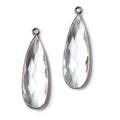 33x11mm Oxidized Silver Bezeled Crystal Quartz Pear Pendant 1 piece