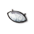 33x17mm Black Gold & Black CZ Bezel Dendritic Opal Marquise 1 Connector