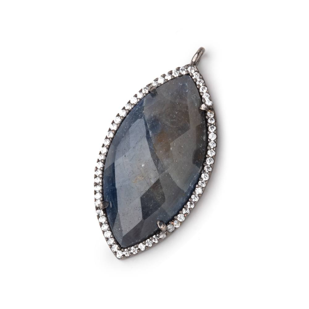 33x18mm Black Gold CZ Bezel Sapphire Marquise Pendant 1 Focal Bead