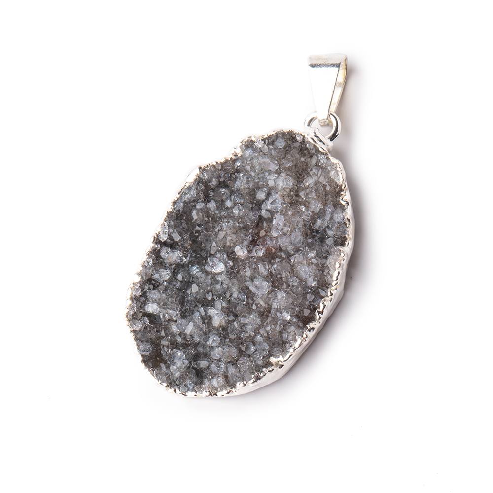 33x24mm Silver Leafed Smoky Grey Agate Drusy Freeshape 1 piece