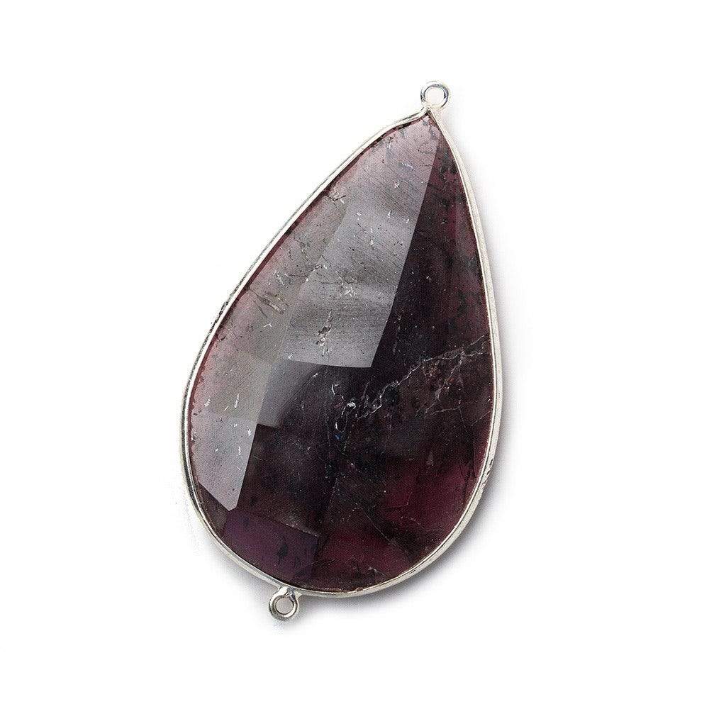 33x25mm Rhodolite Garnet Oval Sterling Silver Bezel Connector 1 piece