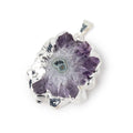 33x31mm Silver Leafed Amethyst Solar Quartz Slice Pendant 1 focal piece