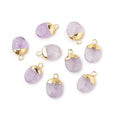 10x8mm Gold Leafed Pink Amethyst Oval Pendant 1 piece