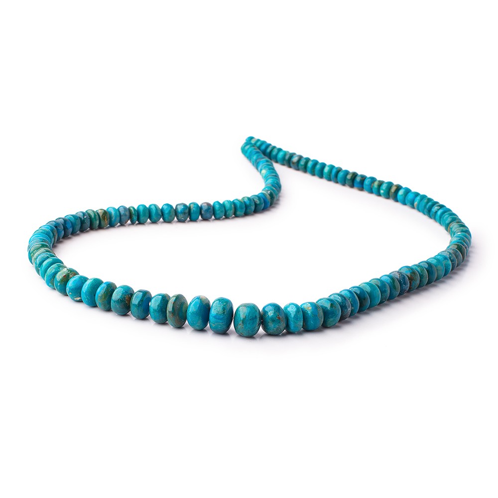 5-9mm Peruvian Blue Opalina plain rondelles 18 inch 108 beads AA