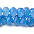 12x8mm Santorini Blue Chalcedony Faceted Tear Drops 8 inch 58 Beads