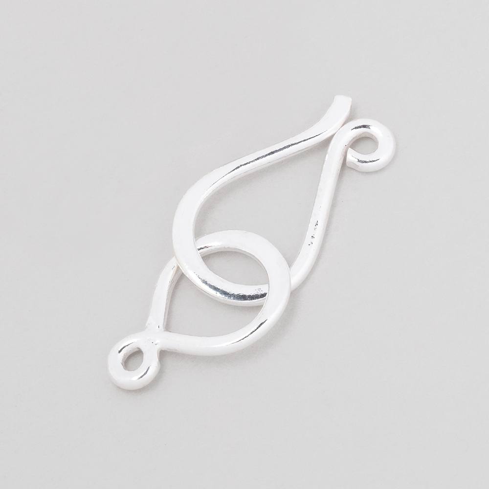 34x12mm Sterling Silver Shiny Hook and Eye Clasp 1 piece