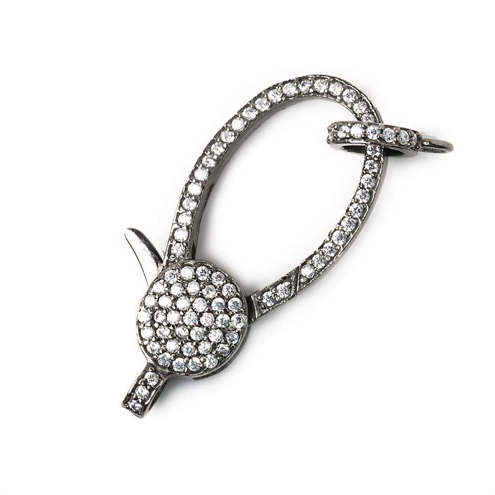 34x15mm Black Gold .925 Silver Pave CZ Lobster Clasp with CZ Ring 1 piece