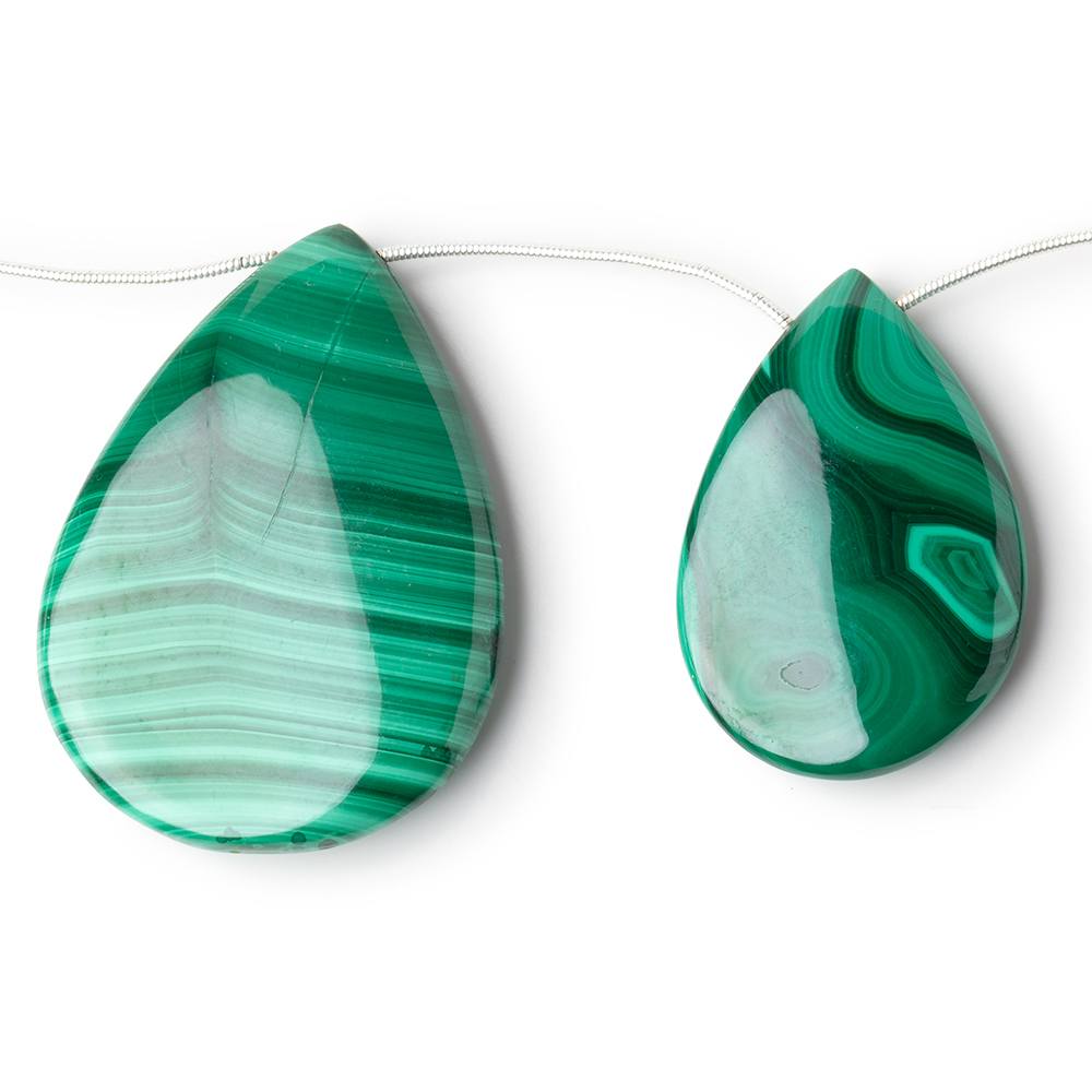 34x25-49x36mm Malachite Plain Pear Briolettes 6 inch 5 Beads