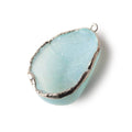 34x25x13mm Silver Leafed Sky Blue Concave Drusy Focal Pendant 1 piece