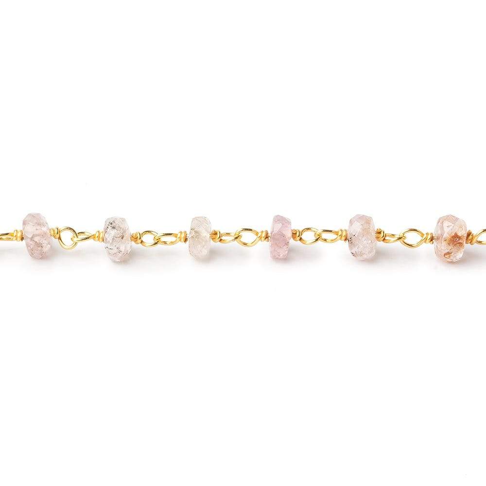 3.5-4.5mm Multi Color Topaz faceted rondelles on Vermeil Chain by the foot 40 beads per