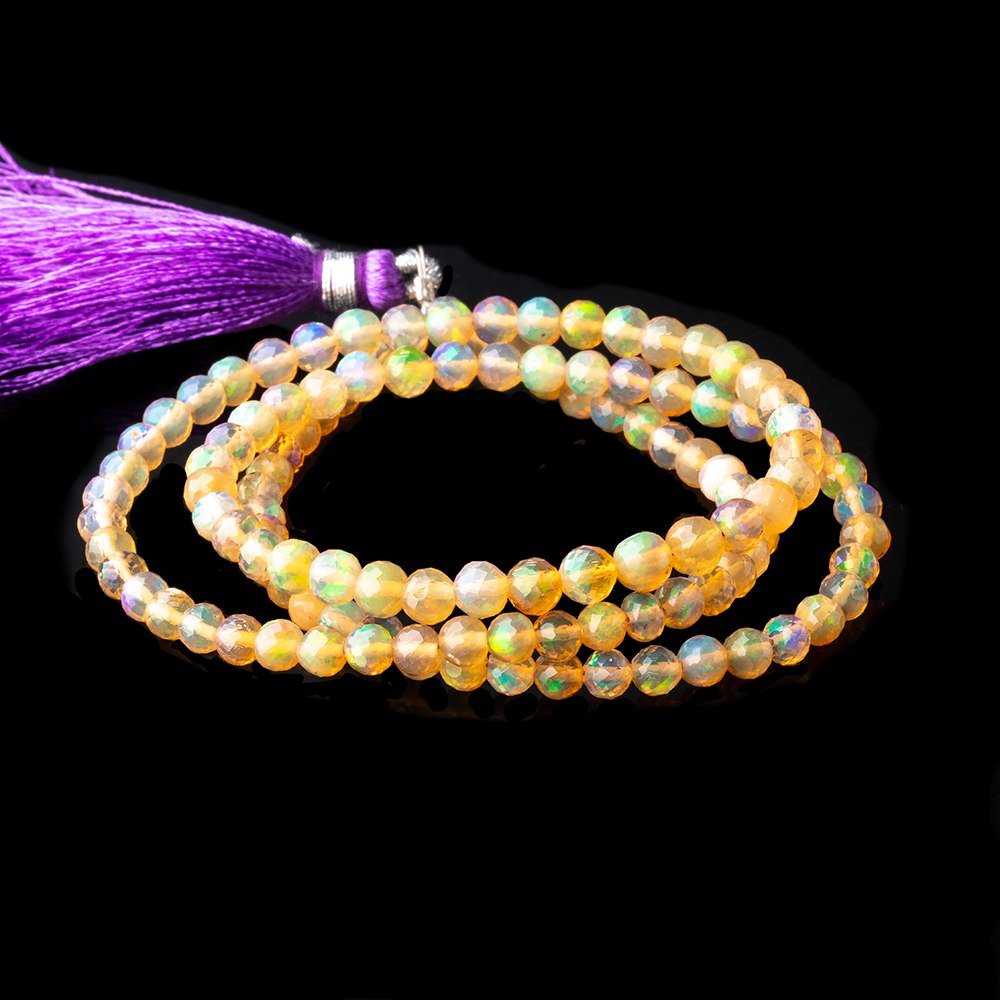 3.5-4mm Golden Ethiopian Opal Faceted Round Beads 17 inch 118 pieces AAA