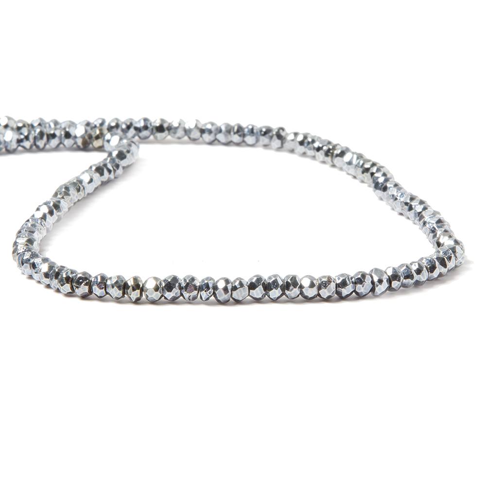 3.5-4mm Metallic Bluish Silver plated Pyrite faceted rondelle Beads 13 inch 104 pcs