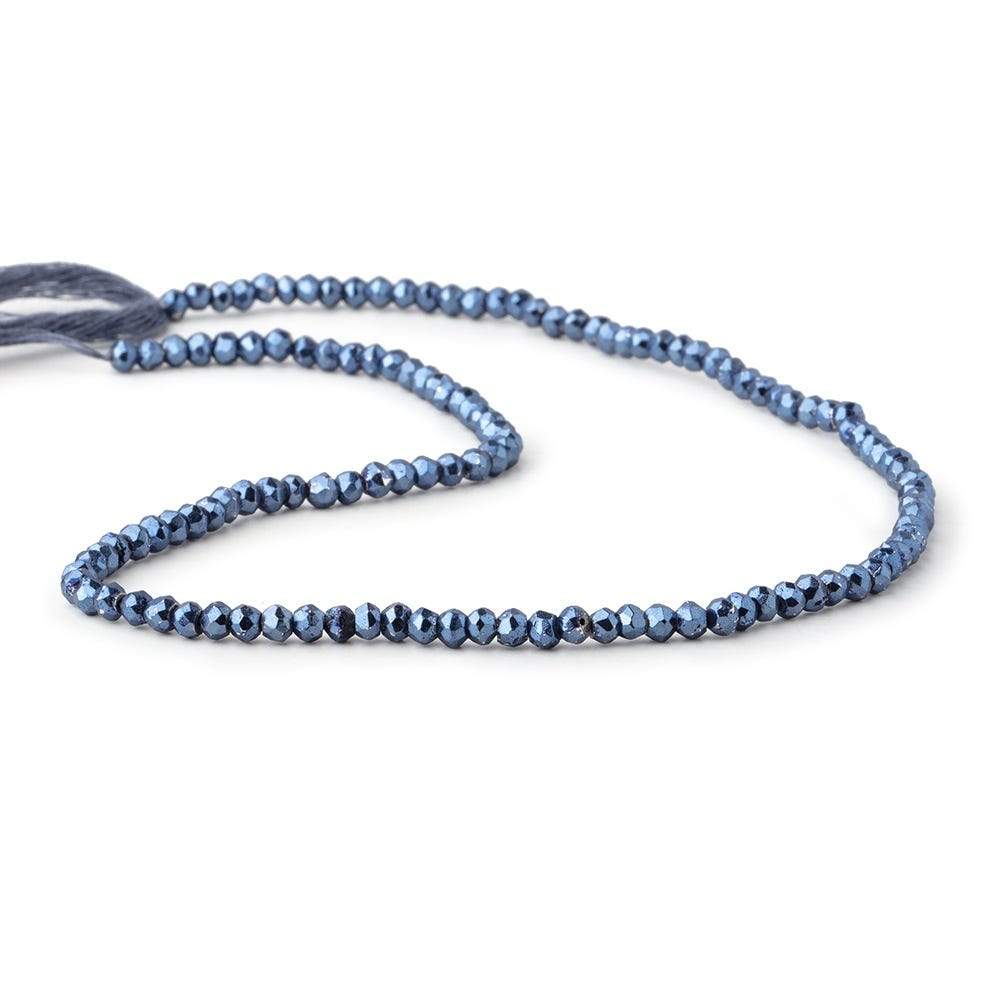 3.5-4mm Metallic Cadet Blue plated Pyrite faceted rondelle Beads 13 inch 104 pcs