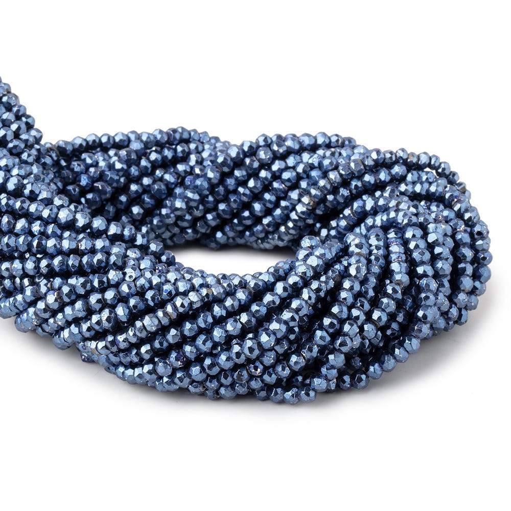 3.5-4mm Metallic Cadet Blue plated Pyrite faceted rondelle Beads 13 inch 104 pcs