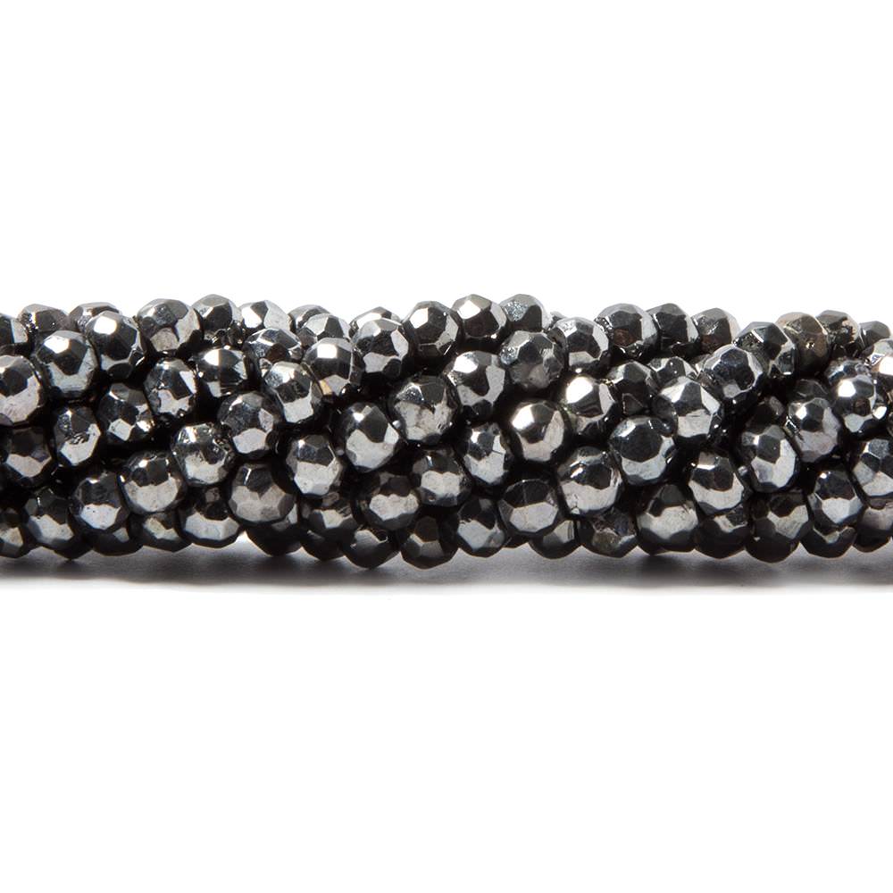 3.5-4mm Metallic Smoky Grey plated Pyrite faceted rondelle Beads 13 inch 102 pcs