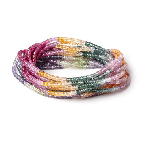 3.5-4mm Multi Color Sapphire & Ruby Faceted Heishi Beads 17 inch 300 pieces