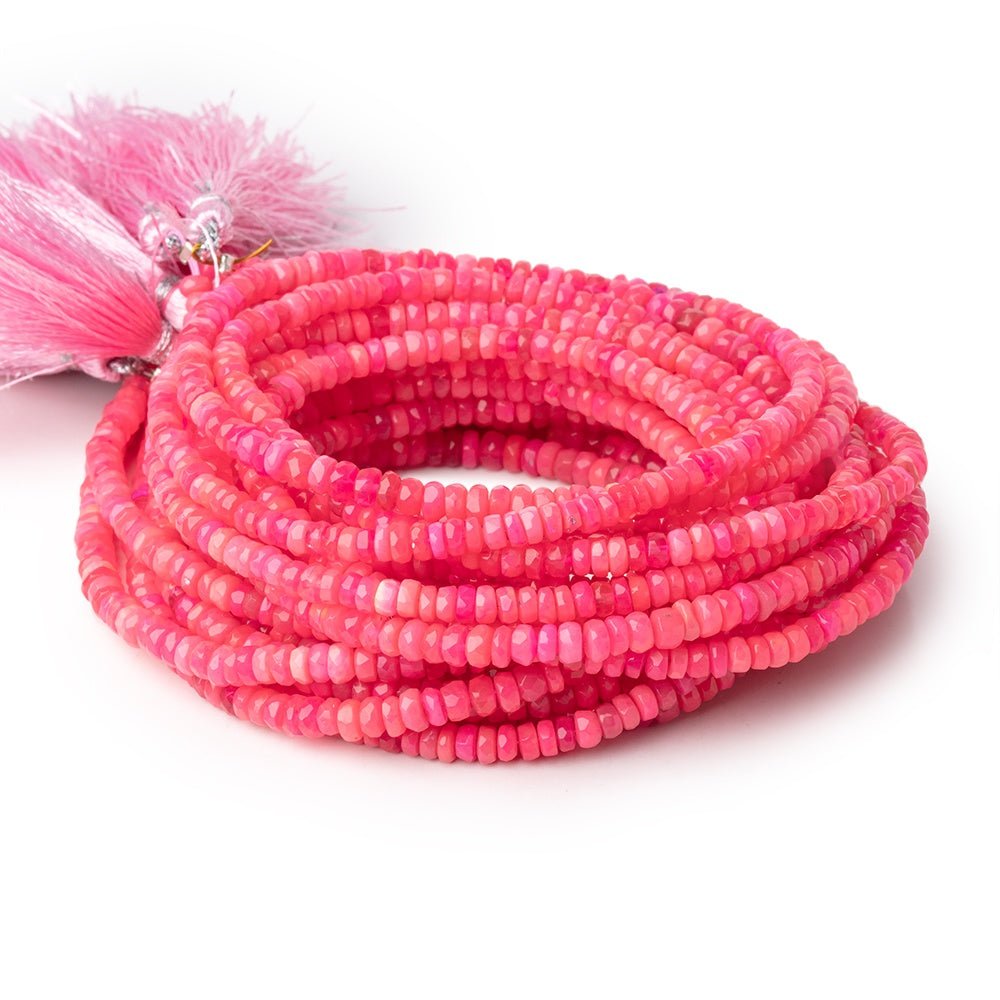 3.5-4mm Pink Ethiopian Opal Faceted Rondelle Beads 16 inch 186 pieces