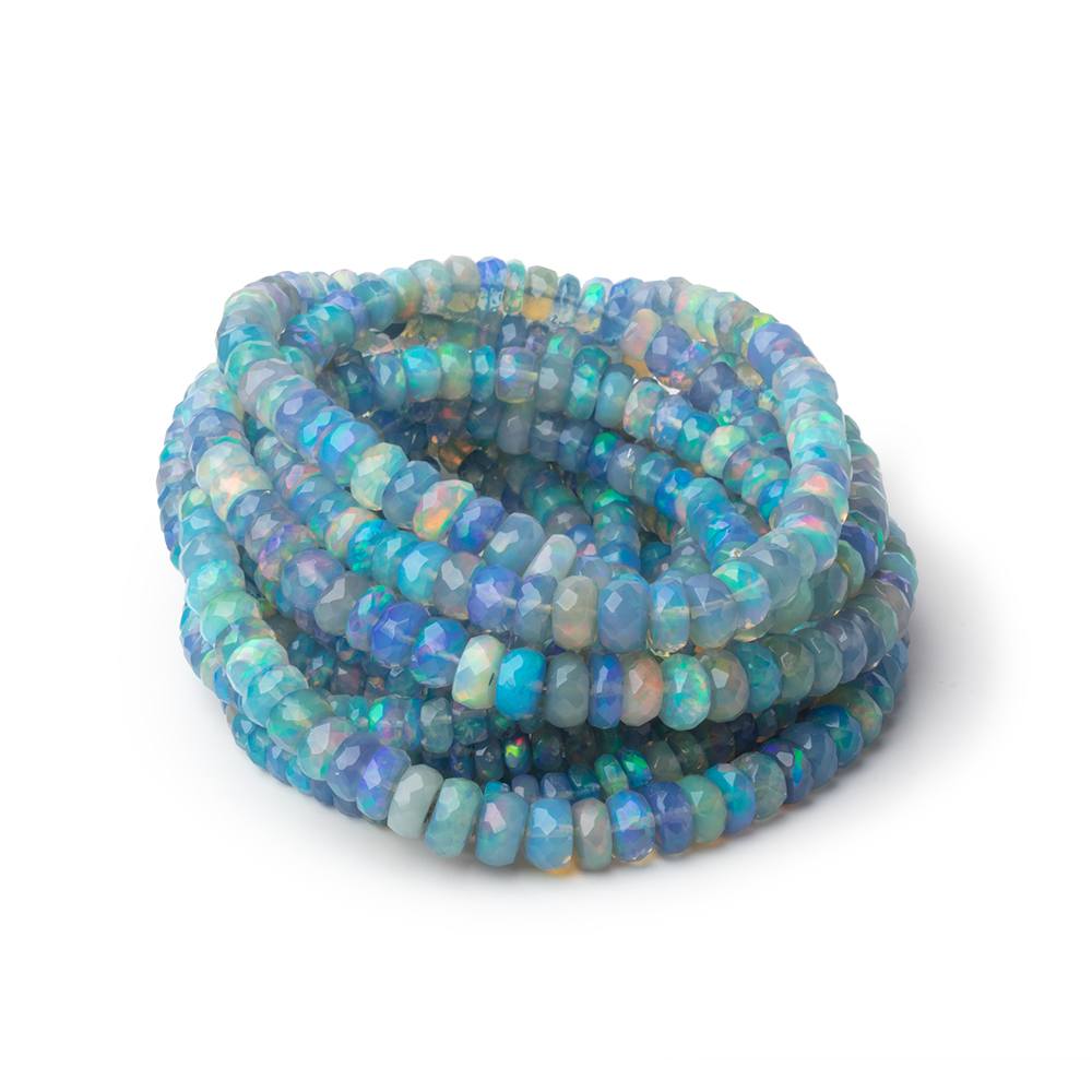 3.5-5.5mm Antique Blue Ethiopian Opal Faceted Rondelles 16 inch 175 Beads AA