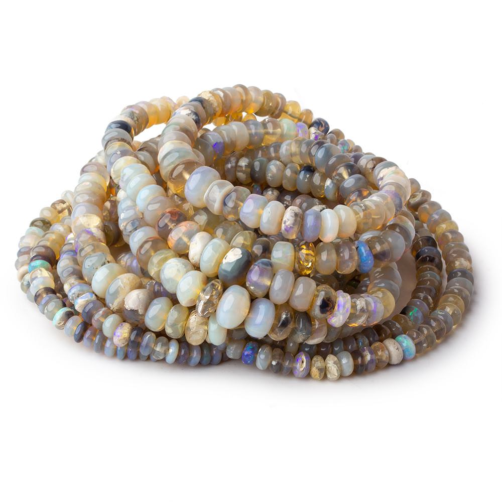 3.5-7.5mm Grey Australian Opal plain rondelles 18 inch 160 beads