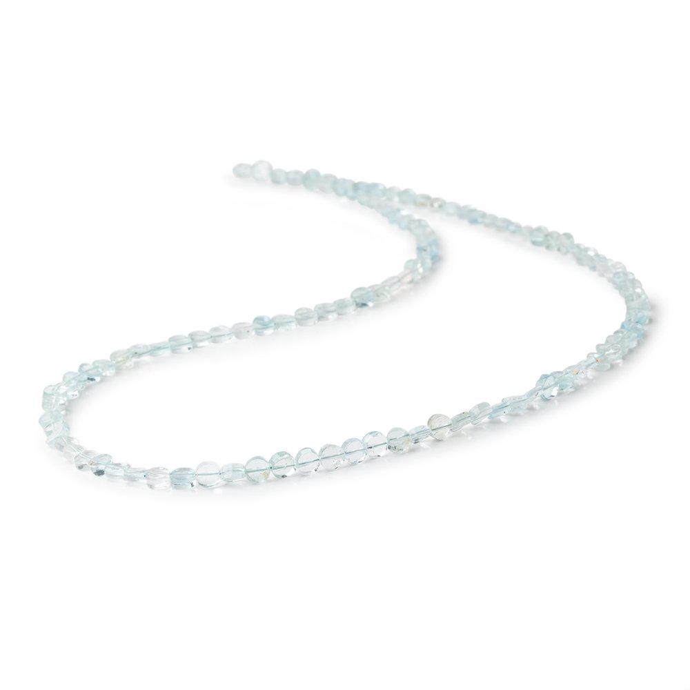 3.5mm Aquamarine Plain Coin Beads 16 inch 114 pieces