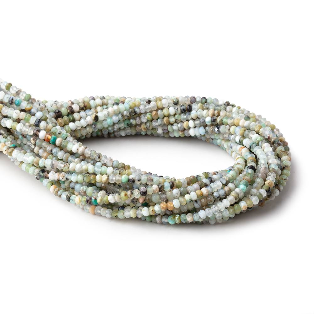 3.5mm Blue Peruvian Opal Micro Faceted Rondelle Beads 15.75 inch 168 pieces AA