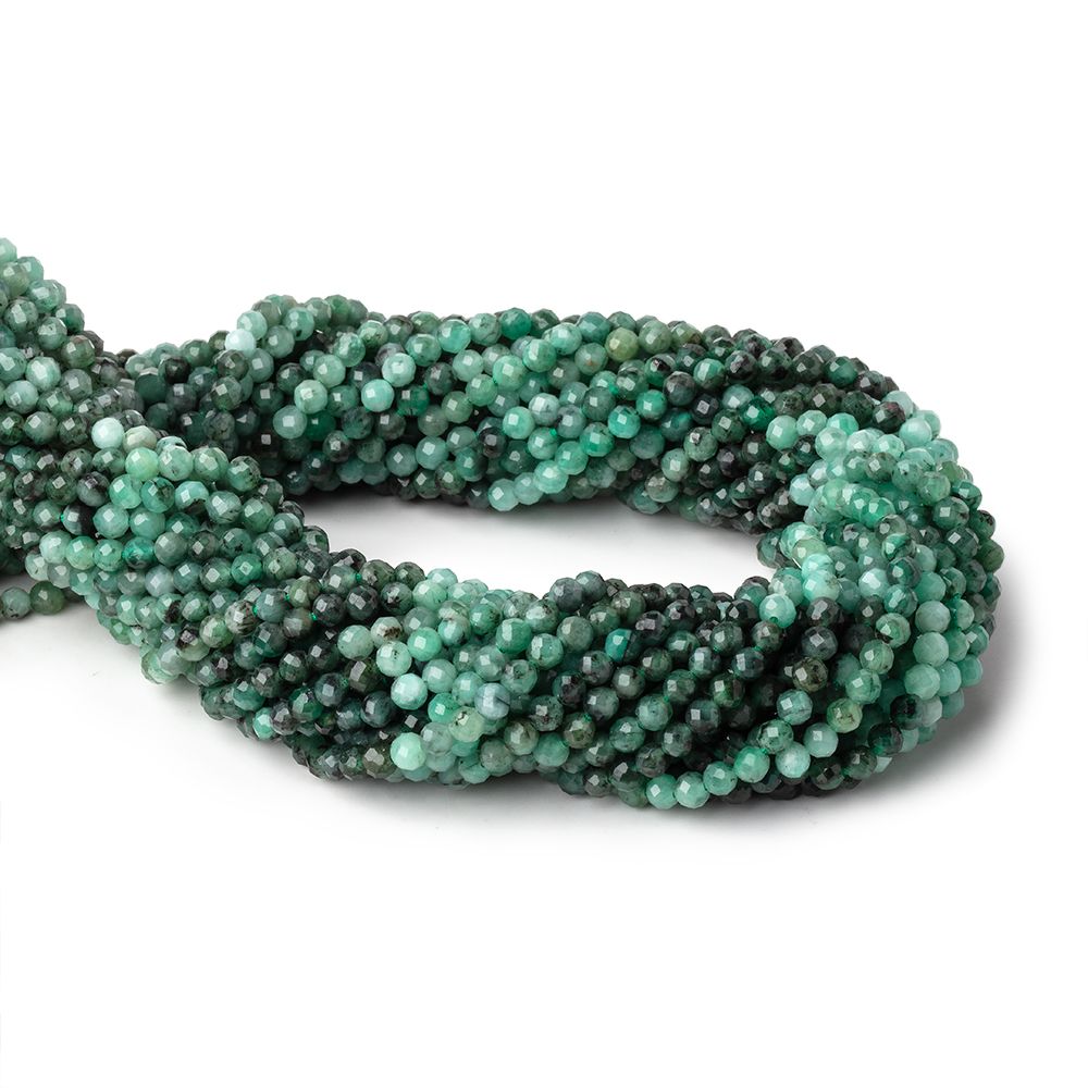 3.5mm Brazilian Emerald Micro Faceted Round Beads 12.5 inch 100 pieces
