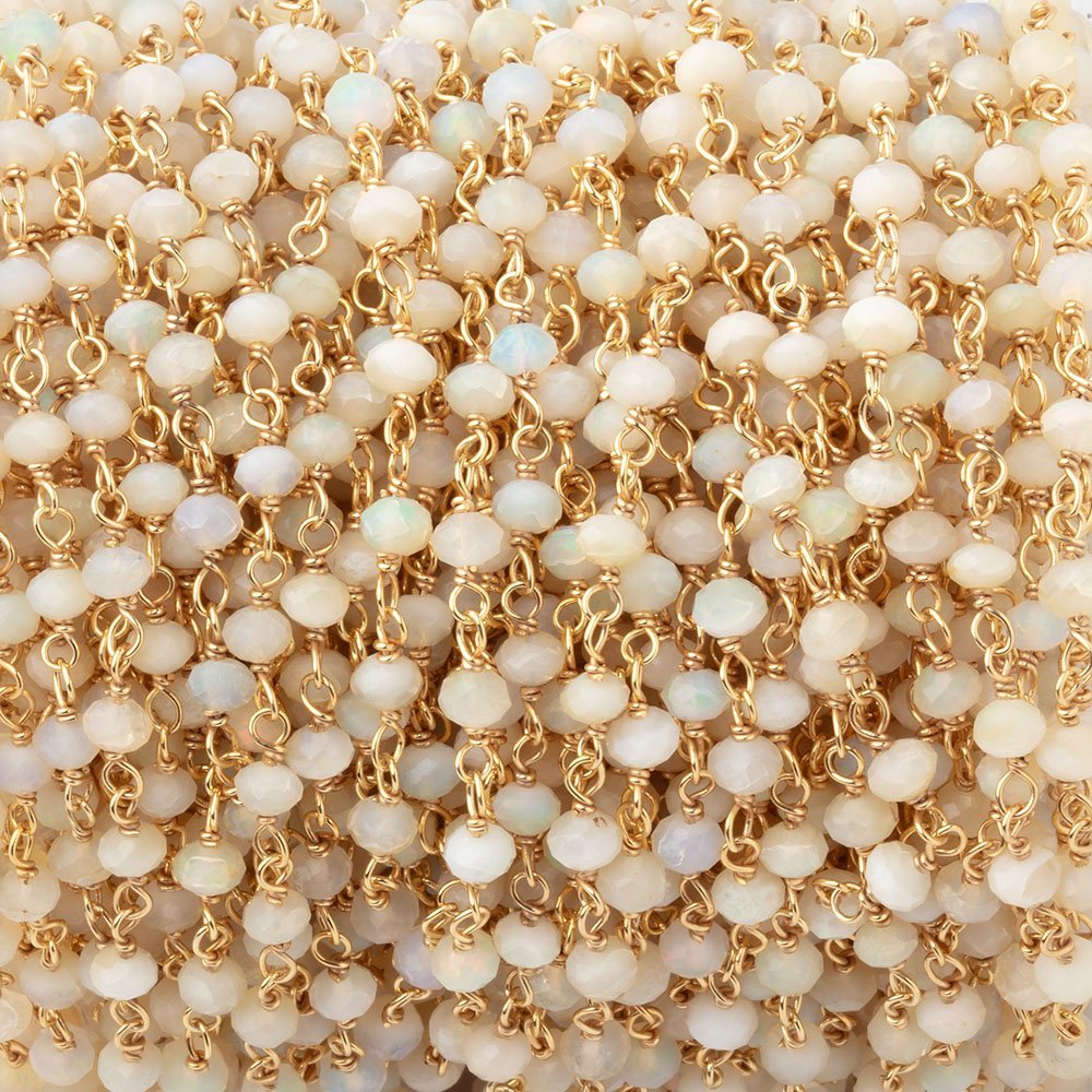 3.5mm Ethiopian Opal Micro Faceted Rondelles on Vermeil Chain