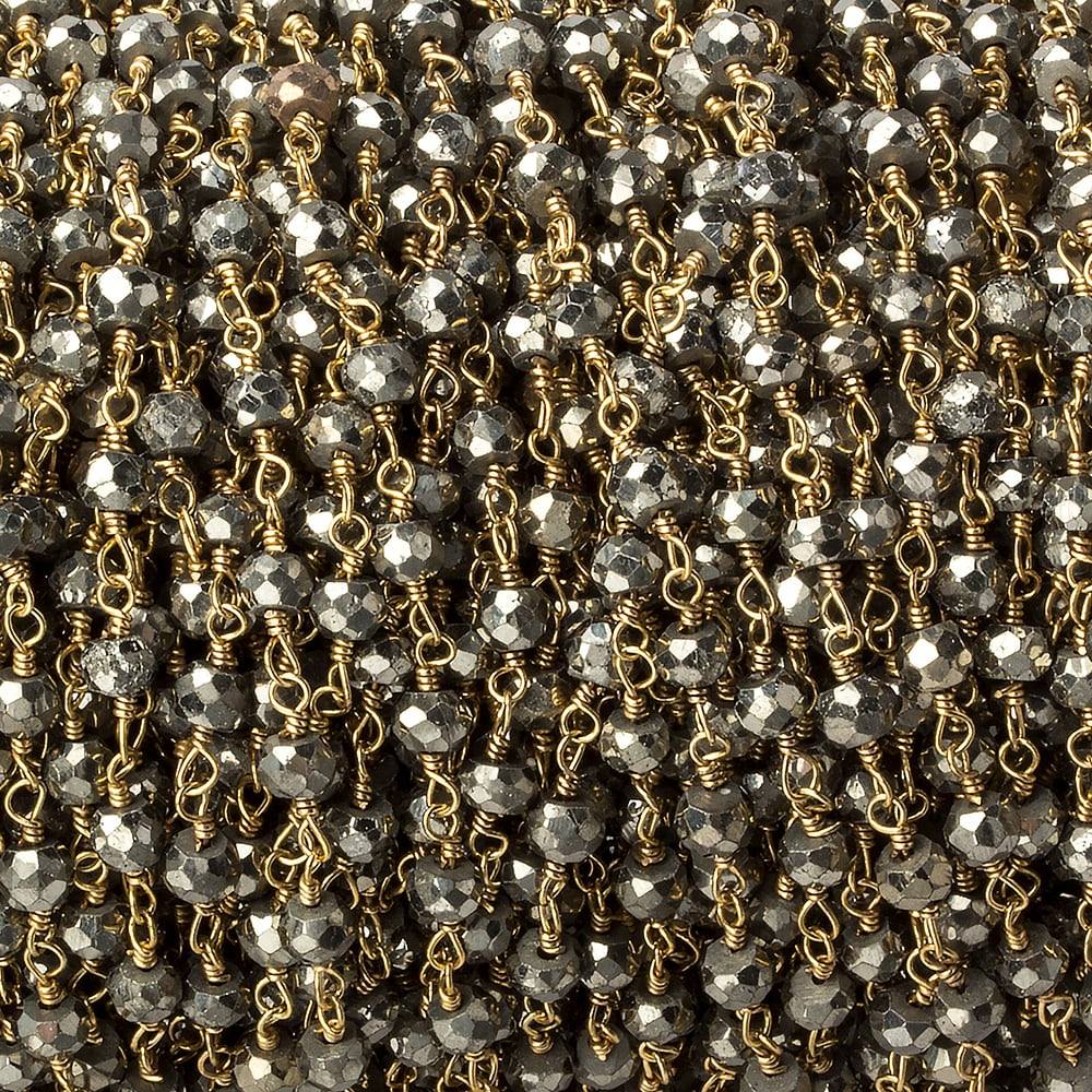 3.5mm Pyrite and Gold plated Pyrite Gold Chain by the foot