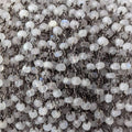 3.5mm Rainbow Moonstone rondelle Black Gold plated Chain by the foot 35 beads